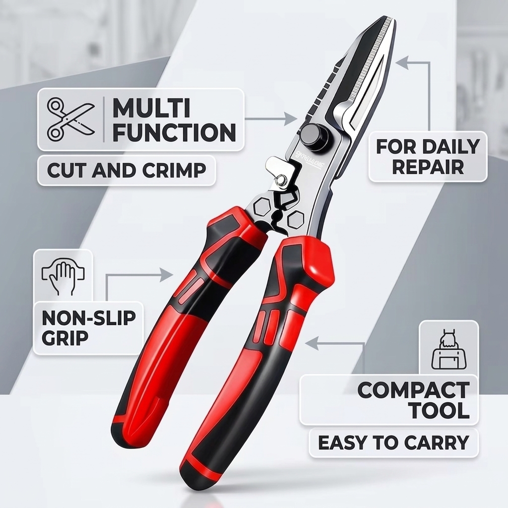 Multi Tool Plier - 다기능 전기기사용 가위, 와이어 커터, 크림핑